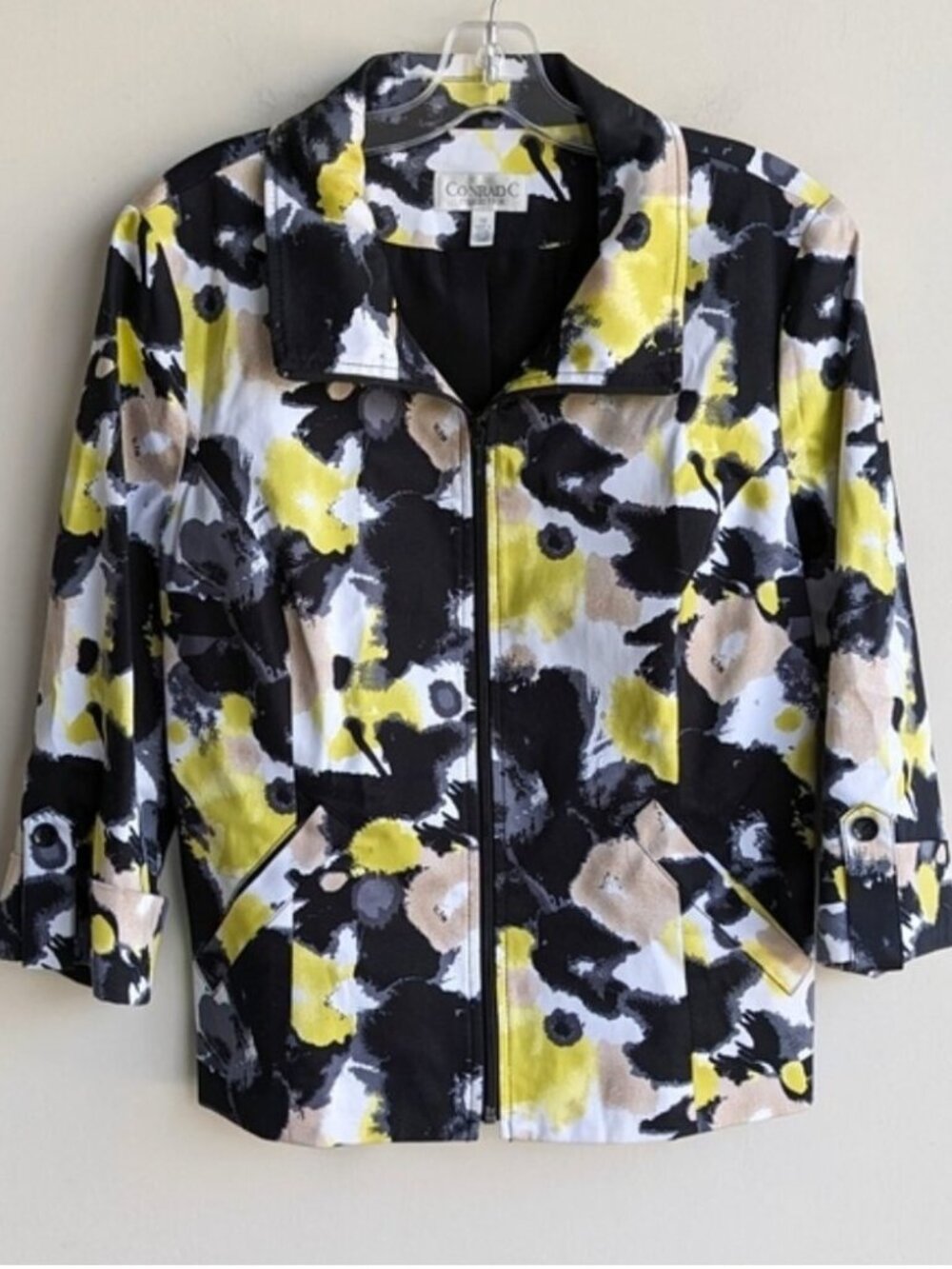 Conrad C abstract floral print zip jacket